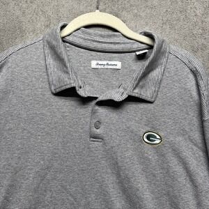 Green Bay Packers Polo‎ Mens XXL Tommy Bahama Gray Striped Short Sleeve